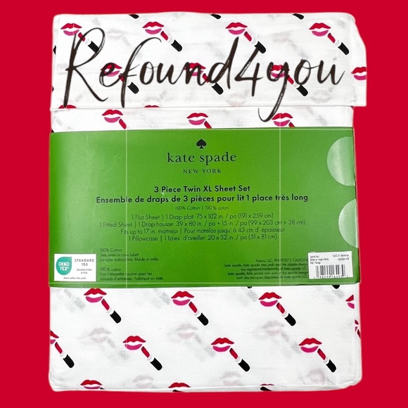 kate spade Other - Kate Spade - ‘Lipstick 💋’ Twin XL Sheet Set. NWT.